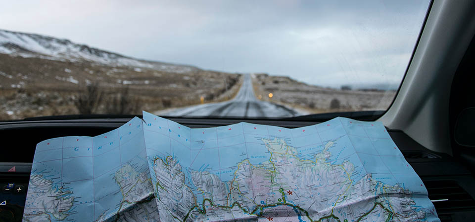 Road maps and key stops for navigation 